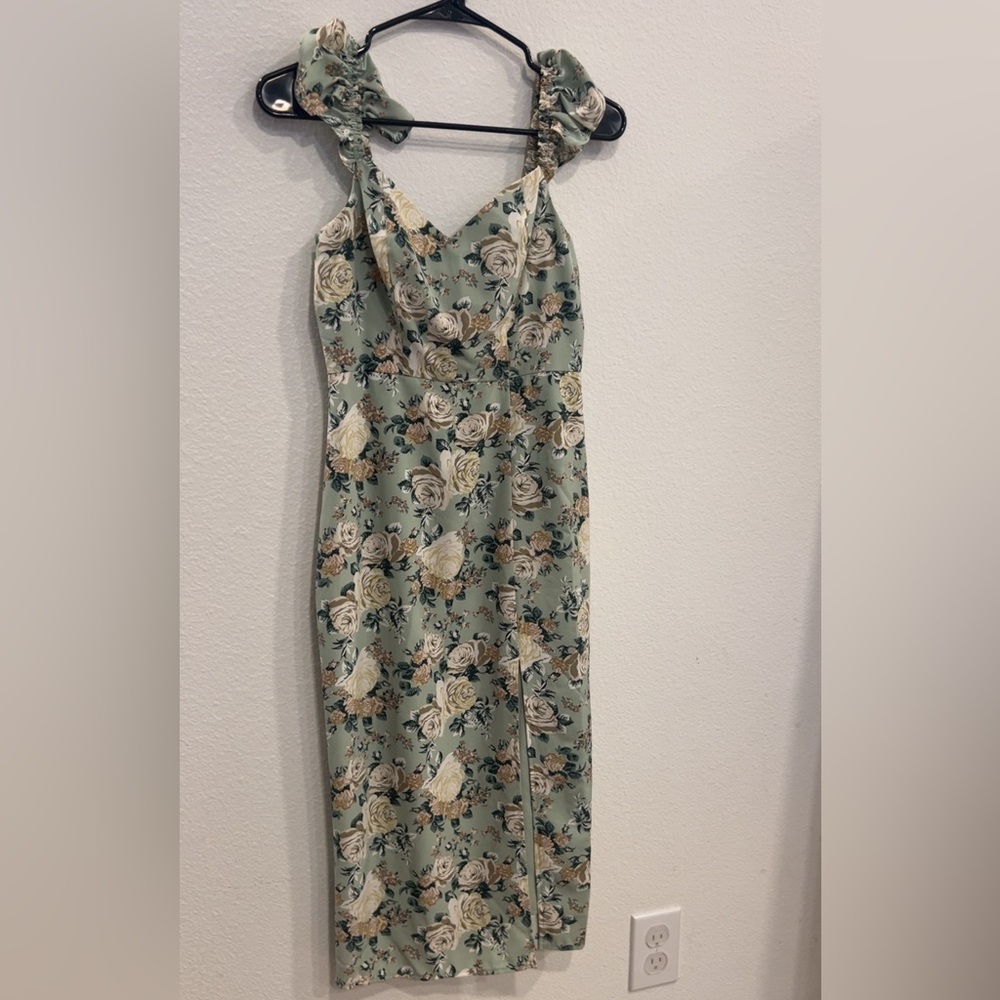 Green Floral Midi Dress